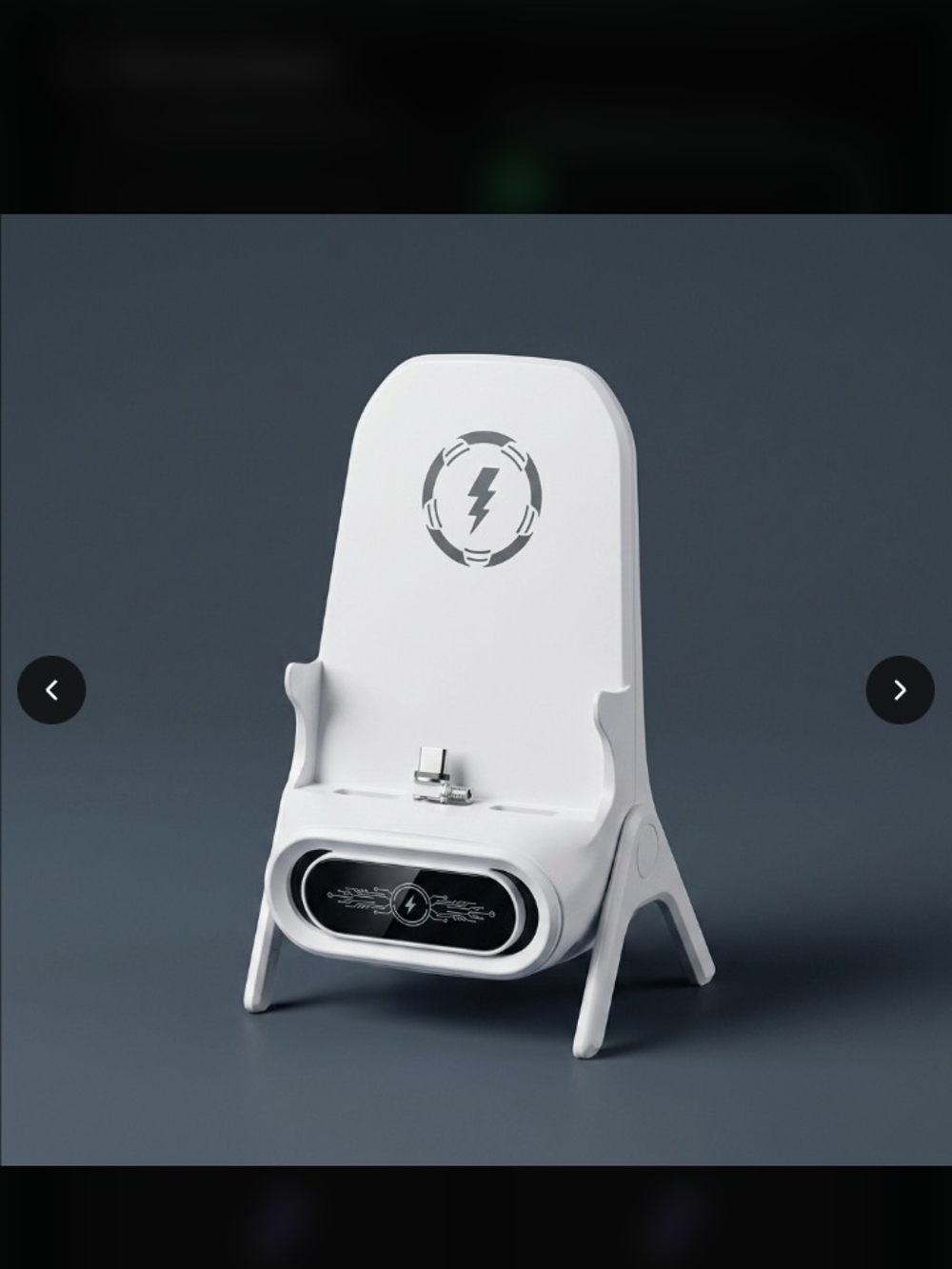 White Wireless Charging Stand And Soeaker with Lightning Dock